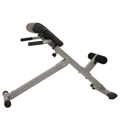 Sunny Health & Fitness 45-Degree Hyperextension Roman Chair with Adjustable Height and Back, Glute, Hamstring, and Ab Workouts Foldable Sit Up Gym Bench for Home, Gray - SF-BH6629
