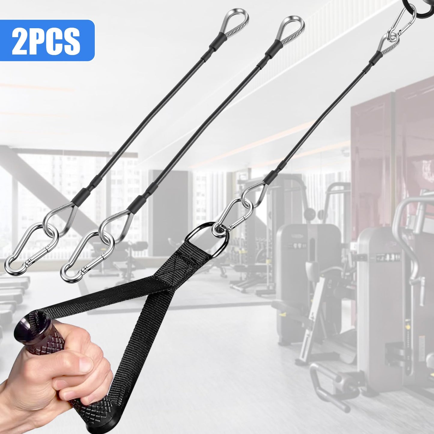 YBEATY 2 Pcs Gym Cable Extension Attachments Compatible with Home Accessories Fitness Replacement Gym Cable Machine Extension for LAT/Tricep Pull Down Leg Extensions Machine