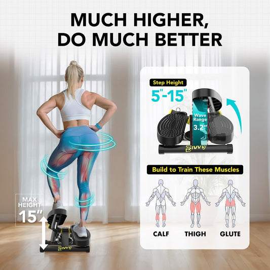 ZIWWVY- Mini Twist Stepper, Stepper Machine with 330LBS Weight Capacity, Mini Stepper for Full Body Workout, Adjustable Step Height, Smooth and Quiet, Step Machine for Men Women…
