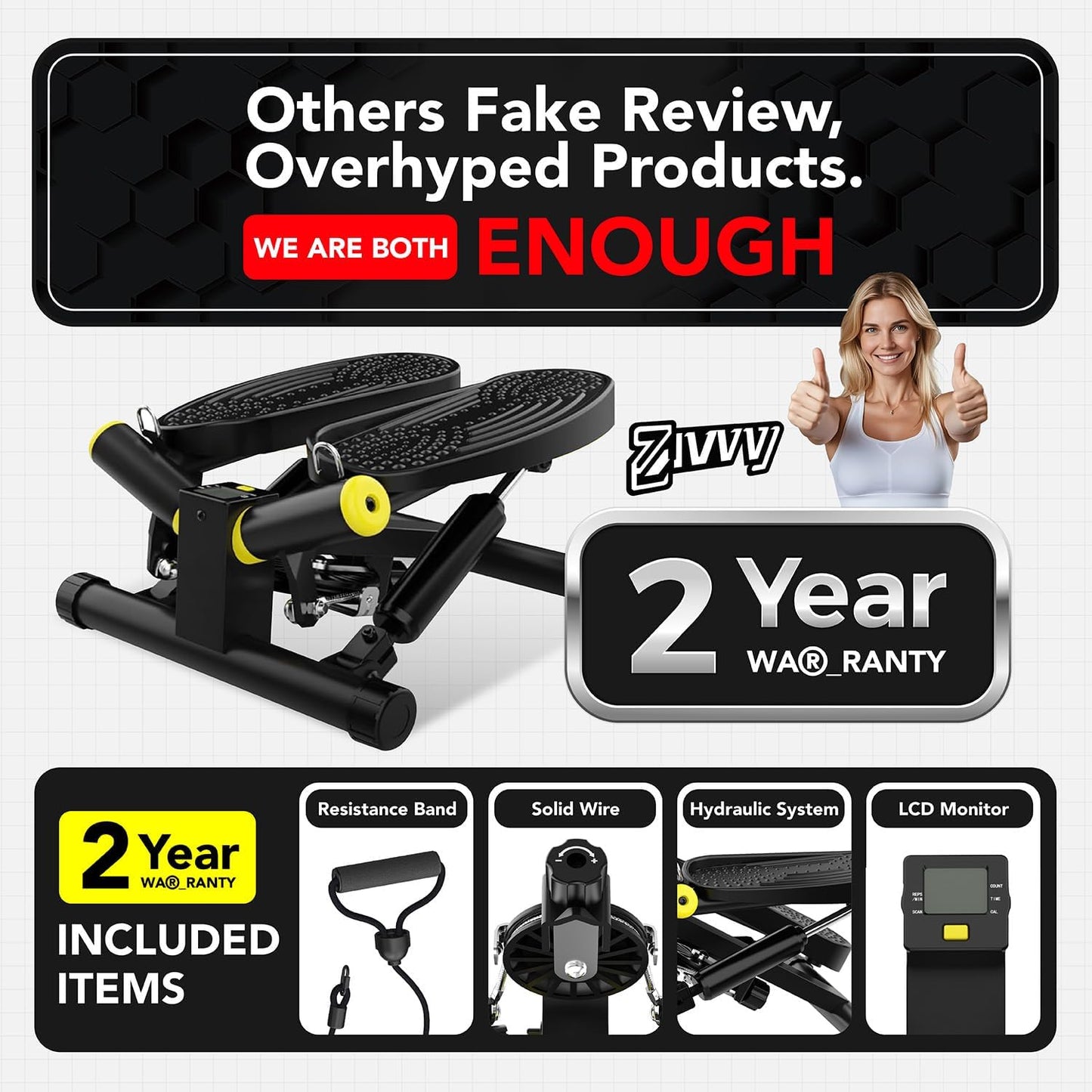ZIWWVY- Mini Twist Stepper, Stepper Machine with 330LBS Weight Capacity, Mini Stepper for Full Body Workout, Adjustable Step Height, Smooth and Quiet, Step Machine for Men Women…