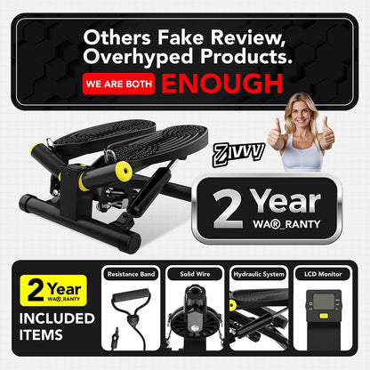 ZIWWVY- Mini Twist Stepper, Stepper Machine with 330LBS Weight Capacity, Mini Stepper for Full Body Workout, Adjustable Step Height, Smooth and Quiet, Step Machine for Men Women…