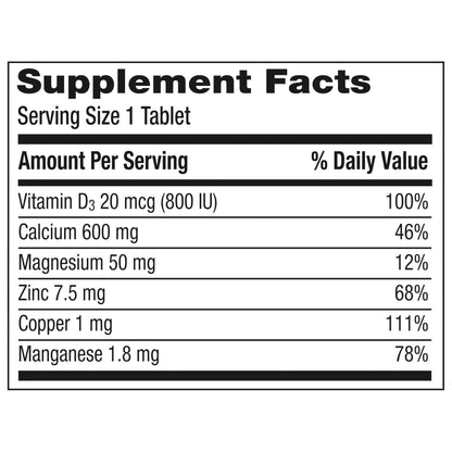 Caltrate 600 Plus D3 Plus Minerals Calcium and Vitamin D Supplement Tablets, Bone Health and Mineral Supplement for Adults - 165 Count