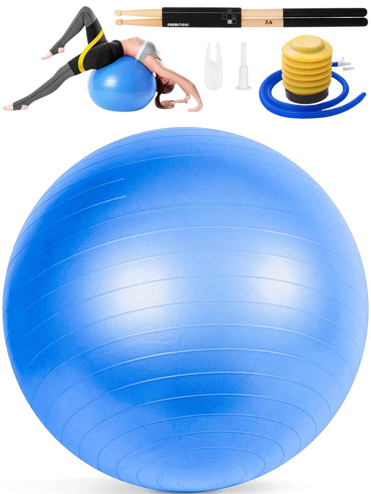 Cardio Drumming Set, Glazeal 15.6" Exercise Ball with Pump & Cardio Drumming Sticks Adults Premium Aerobic Drumming Kit for Stability, Rhythm, Gymnastics