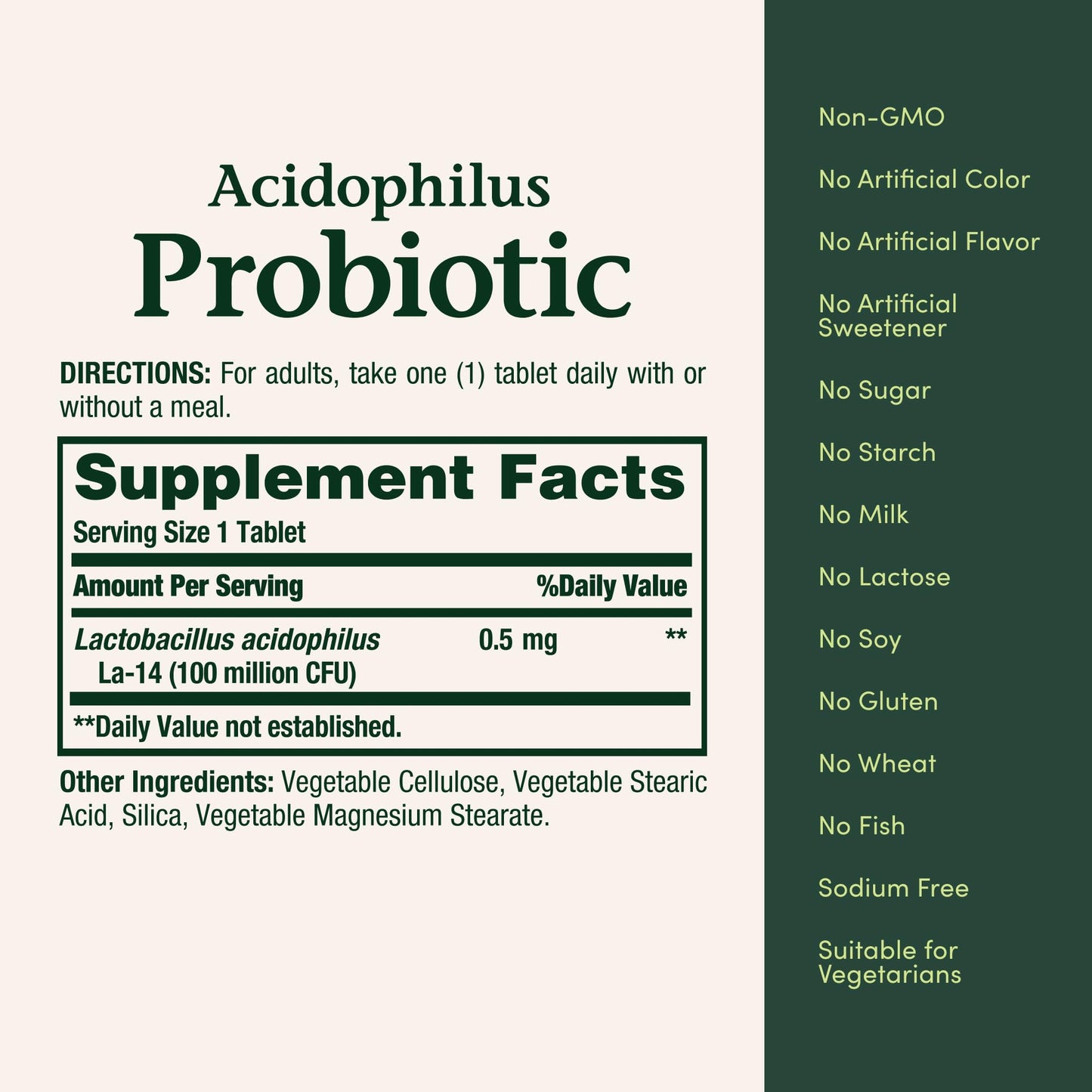 Nature's Bounty Lactobacillus Acidophilus Probiotic Supplement - Daily Probiotic for Women/Men Digestive Health, 120 Tablets