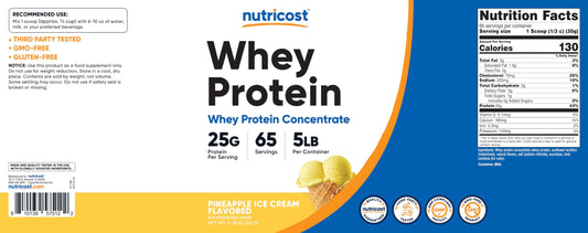 Nutricost Whey Protein Powder Pineapple (5 LBS) - Gluten-Free, GMO-Free, from Whey Protein Concentrate