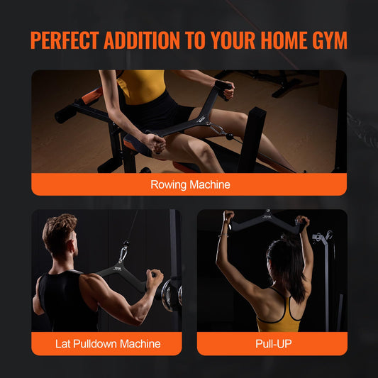 VEVOR LAT Pulldown Attachments, Cable Machine Rowing T-bar V-bar 5 Set, Tricep Pull Down Bar, Back Strength Training Rubber Coated Handle Grip, Bicep Curl Tricep LAT Pulldown Bar for Home Gym Fitness