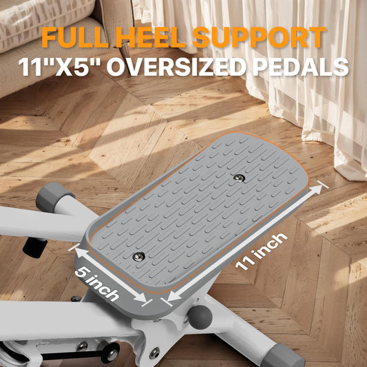 MACYO Stair Stepper for Home Workout - Full-Size Foot Pedals with Tablet Holder, Foldable Stepping Climbers, Easy Assembly, Compact Design for Cardio & Leg Training (White)