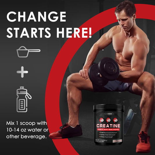 ZEBORA Micronized Creatine Monohydrate Powder, Creatine Monohydrate for Women-Men, Helps Muscle Recovery, Enhances Muscle Size & Strength with 5G Creatine and 1G Taurine, 75 Servings