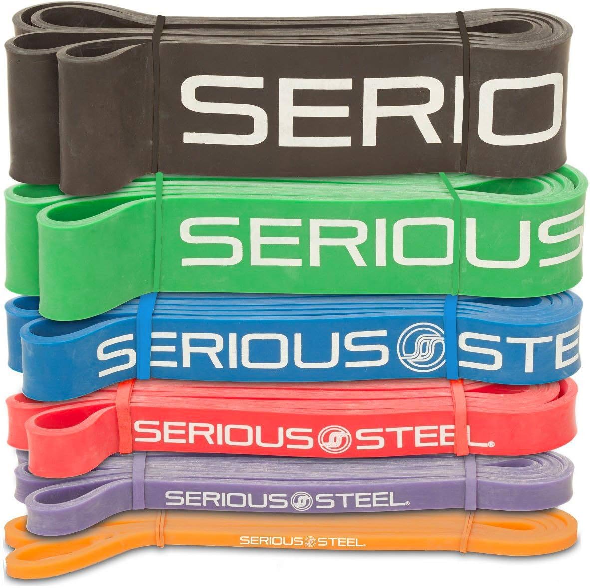Serious Steel Fitness 41" Assisted Pull-up Band Sets, Stretching, Powerlifting, and Resistance Training (Complete Set (#0-5))