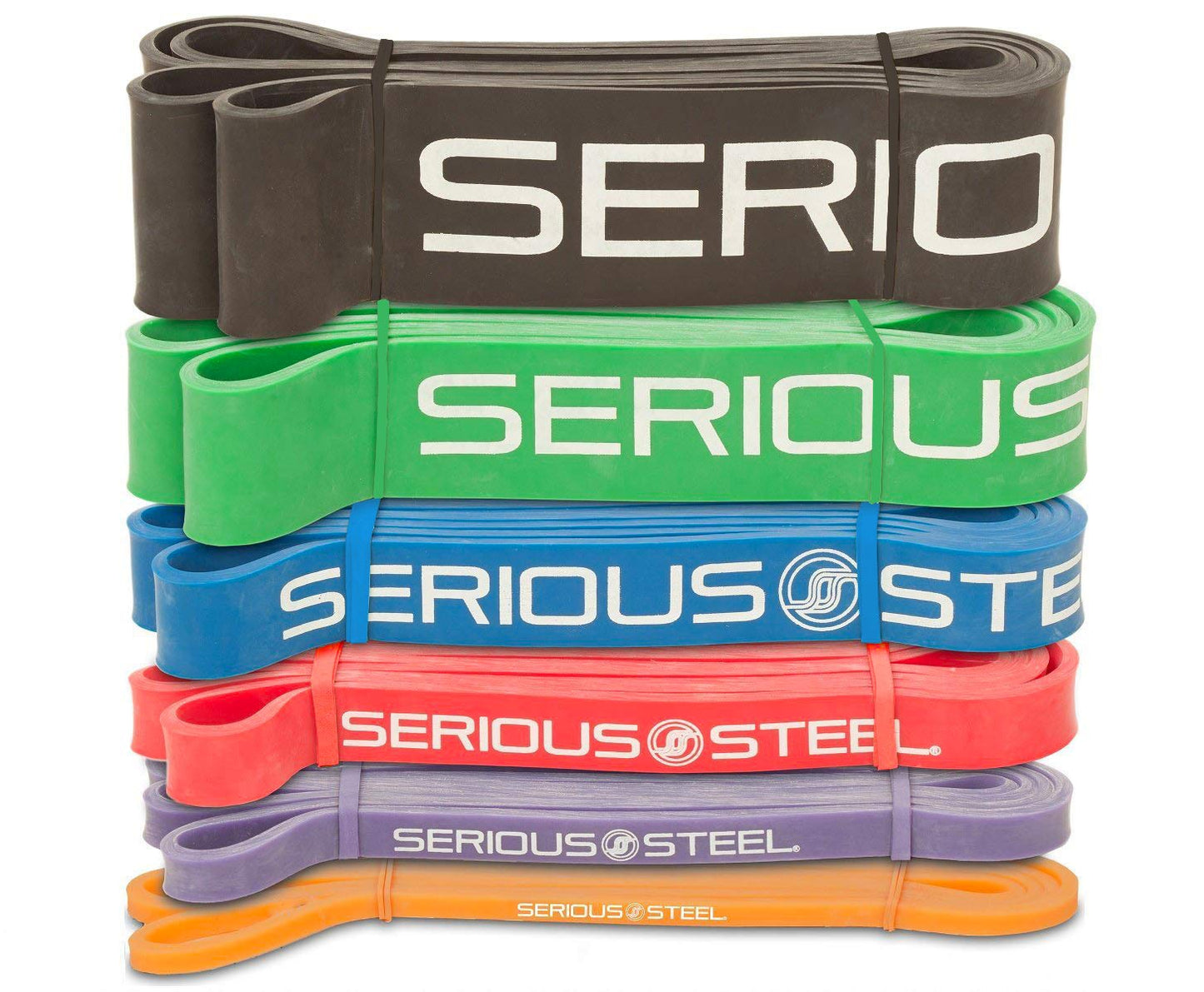 Serious Steel Fitness 41" Assisted Pull-up Band Sets, Stretching, Powerlifting, and Resistance Training (Complete Set (#0-5))