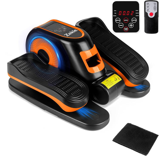 Zakle Under Desk Elliptical Machine, Electric Elliptical Training Machine for Seniors w/Remote Control, 12 Speed Levels, Manual & Auto Mode, Quiet Seated Pedal Exerciser for Home Office (Orange)