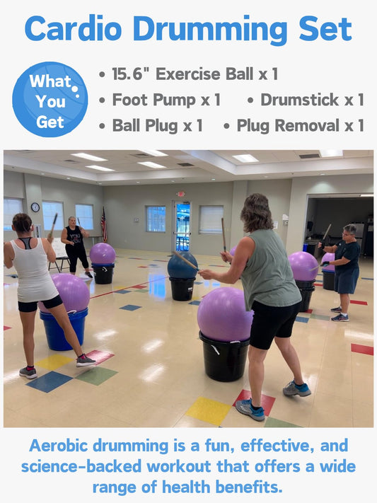 Cardio Drumming Set, Glazeal 15.6" Exercise Ball with Pump & Cardio Drumming Sticks Adults Premium Aerobic Drumming Kit for Stability, Rhythm, Gymnastics