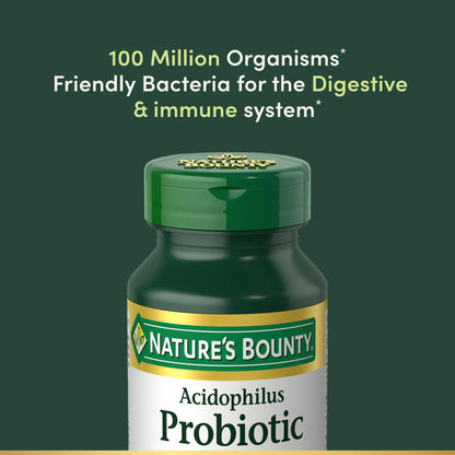 Nature's Bounty Lactobacillus Acidophilus Probiotic Supplement - Daily Probiotic for Women/Men Digestive Health, 120 Tablets
