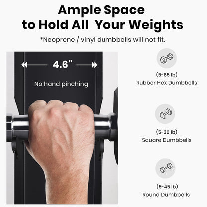 LIONSCOOL Premium Steel Dumbbell Rack Only, with Side Racks Not Fit for Neoprene/Vinyl Coated Dumbbells (Large, 700 LBS)