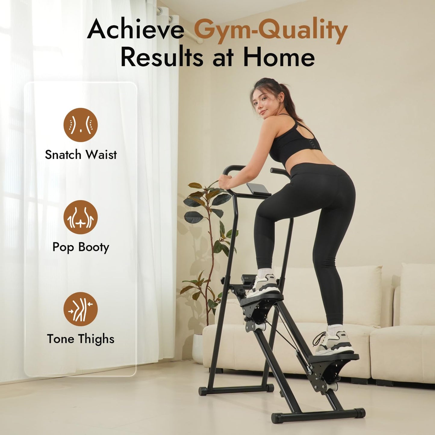 MACYO Stair Stepper for Home Gym Exercise, Adjustable Resistance, Tablet Holder, Compact Folding Cardio Exercise Climber with Extended Step Range, Adjustable Handlebar & Pedals (Black)