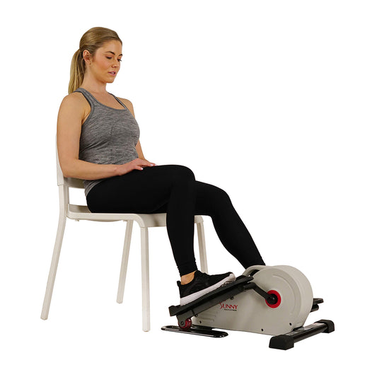 Sunny Health & Fitness Fully Assembled Magnetic Under Desk Elliptical Peddler, Portable Foot & Leg Pedal Exerciser(White) - SF-E3872