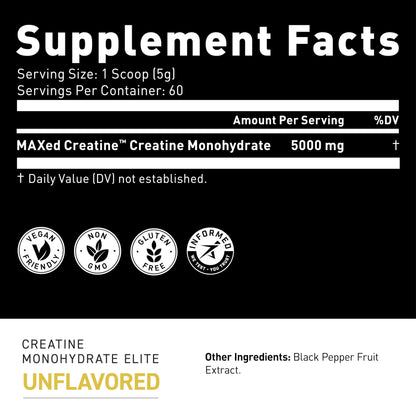 Kaged Creatine Monohydrate Elite - High Absorption Creatine with MAXCatalyst - Unflavored Powder - 60 Servings