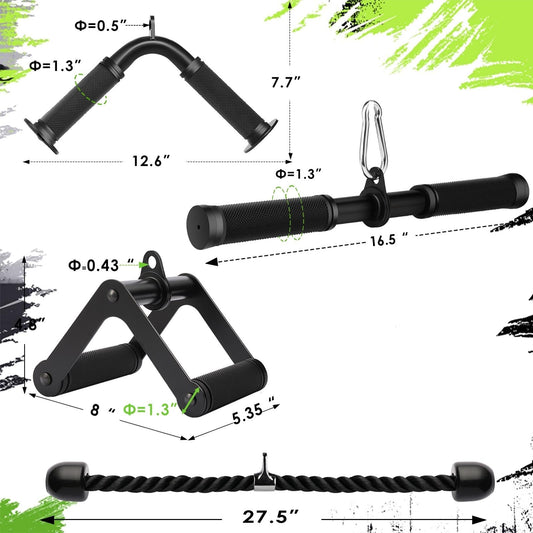 Cable Machine Attachment LAT Pulldown Attachments Cable Machine Accessories for Home Gym Weight Workout (Black-4)