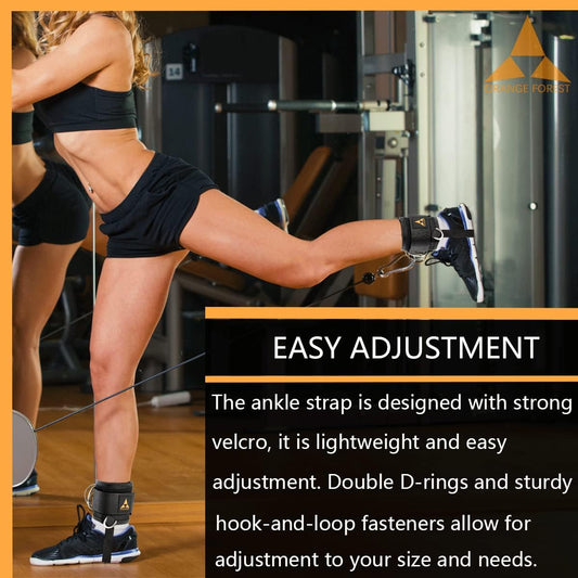 Ankle Strap for Cable Machine (Pair) Adjustable Comfort fit Neoprene and Reinforce 4 D-Rings, Upgraded Ankle Strap Gym Cable Attachment for Glute Kickbacks & Lower Body Exercises fit Women & Men