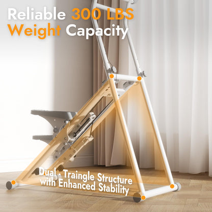 MACYO Stair Stepper for Home Workout - Full-Size Foot Pedals with Tablet Holder, Foldable Stepping Climbers, Easy Assembly, Compact Design for Cardio & Leg Training (White)