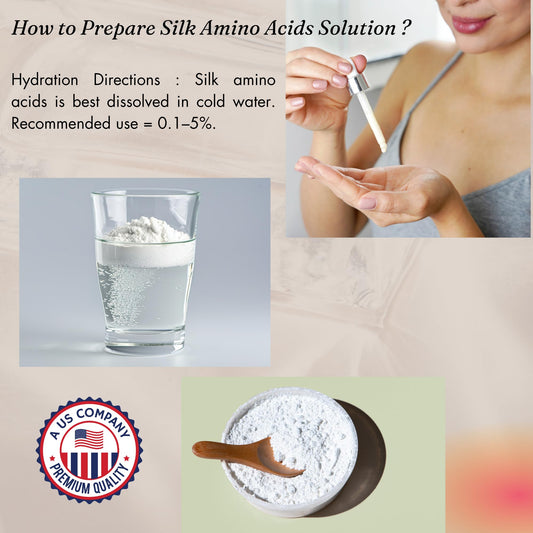Hydrolyzed Silk Amino Acid Powder Cosmetic Grade for Hair Skin Nails Moisture Retention 100% Pure Use in Formulations or Add to Your Favorite Products (2 oz)