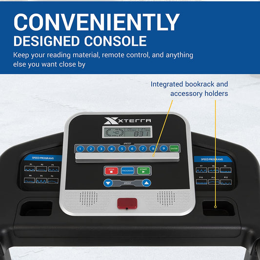 XTERRA Fitness TR150 Folding Smart Treadmill, 250 LB Weight Capacity, 2.25HP Motor, Multiple Levels of Incline, 12 Preset Programs, XTERRA+ Fitness App Included with Purchase