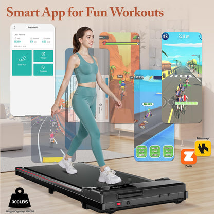 Incline Treadmill for Home, 300+ lb Capacity, Quiet Foldable Treadmills with Handle Bar, Compact Running Machine Walking Pad with APP