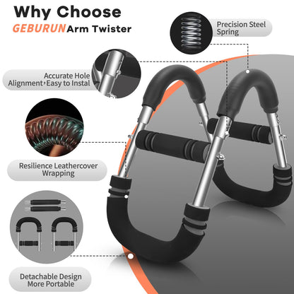 Twister Arm Trainer, 20-70 lb Adjustable Chest Workout Equipment, Forearm Strengthener, Power Twist Arm Trainer for Men, Arm Exercise Equipment, Portable Spring Resistance for Home Workout Equipment