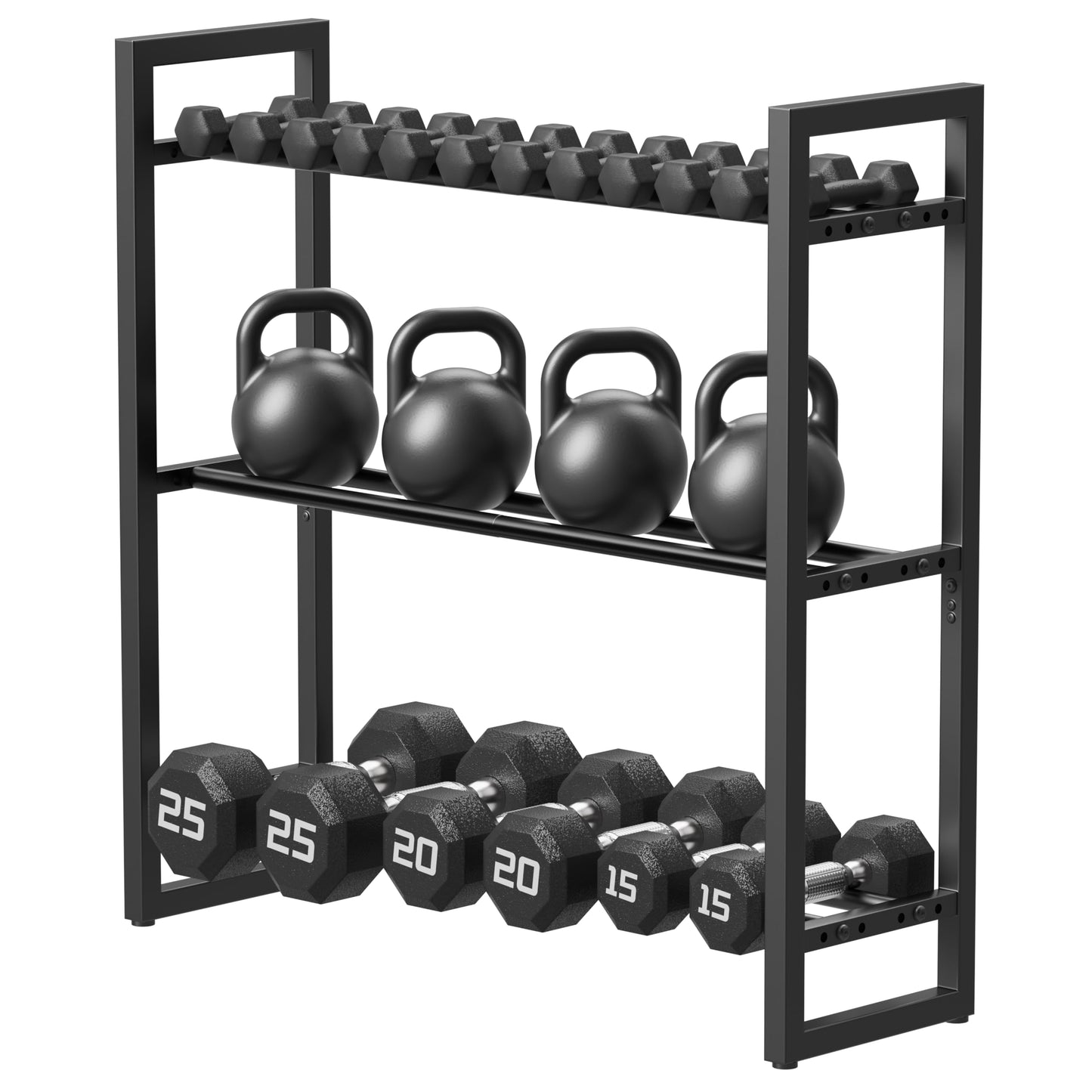 Pickpiff Adjustable 3-Tier Dumbbell Rack – Heavy-Duty Metal Weight Storage Stand for Dumbbells, Kettlebells, and More – Space-Efficient Home Gym Organizer – 360 lb Capacity (Dumbbells Not Included)