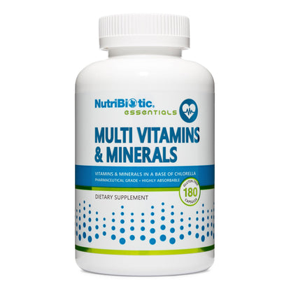 NutriBiotic – Multi Vitamins & Minerals, 180 Ct Capsules (Formerly Hypoallergenic Multiple) | 72 Pure Trace Elements in a Base of Chlorella | Pharmaceutical-Grade & Highly Absorbable | Gluten Free