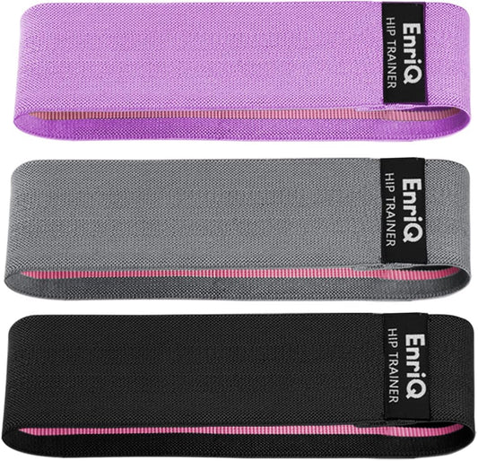 EnriQ Booty Bands Fabric Resistance Bands for Legs and Butt Cloth Hip Bands Workout Exercise Bands 3 Set Women Men Stretch Exercise Loops Thick Wide Non Slip Bootie Band