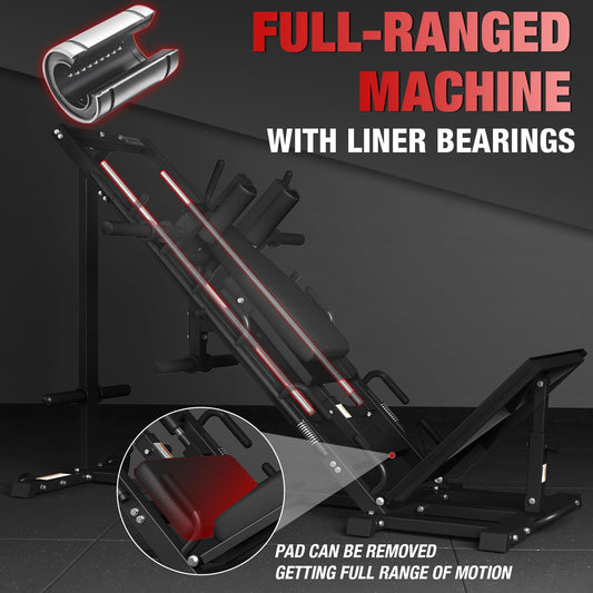 GMWD Leg Press Hack Squat Machine Combo, Leg Press Machine with Linear Bearing, Lower Body with Weight Storage for Quads, Hamstring, Glutes, Home Gym Exercise Equipment