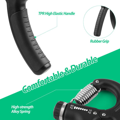 NIYIKOW Grip Strength Trainer, Hand Grip Strengthener, Adjustable Resistance 22-132Lbs (10-60kg), Forearm Strengthener, Perfect for Musicians Athletes (Black, 1 Pack)