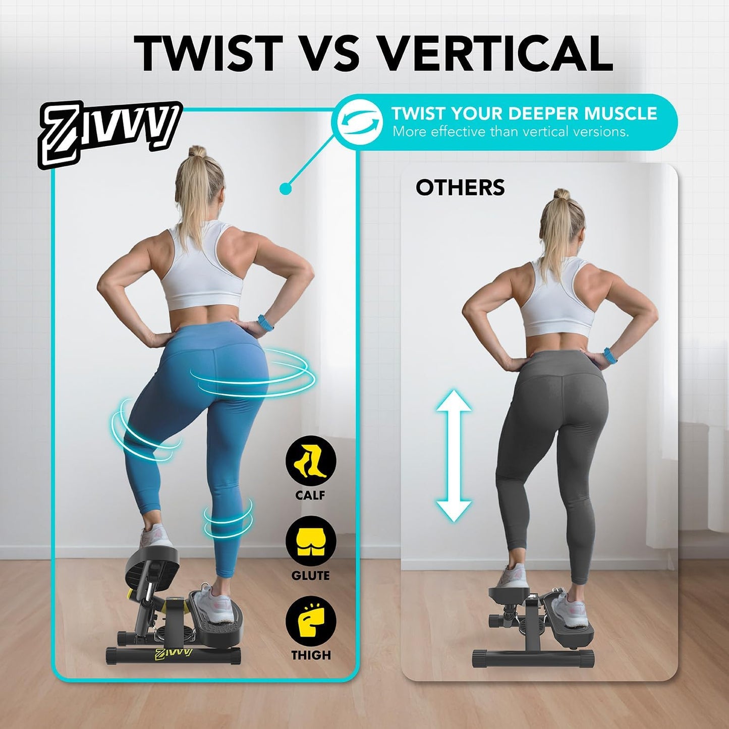 ZIWWVY- Mini Twist Stepper, Stepper Machine with 330LBS Weight Capacity, Mini Stepper for Full Body Workout, Adjustable Step Height, Smooth and Quiet, Step Machine for Men Women…