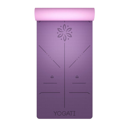YOGATI Yoga Mat with Alignment Lines. Exercise mat with carry strap. Pilates mats for yoga or Fitness. Non slip Workout Mat. Thick Yoga Mats for women and men. Gym mats for home. Yoga matt thick.