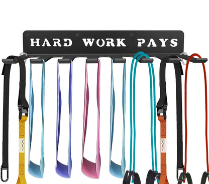 Fitness Bands Included Carabiners Rack Storage Hanger Rack Jump Ropes Rack Multi-Purpose Workout Gear Wall Hanger Storage for Resistance Bands, Jump Ropes, Lifting Belt, Fitness Bands, Barbells (balck)