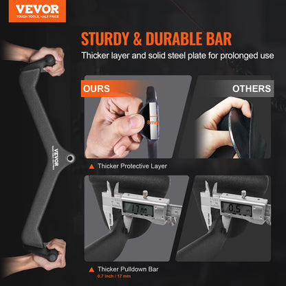 VEVOR LAT Pulldown Attachments, Cable Machine Rowing T-bar V-bar 5 Set, Tricep Pull Down Bar, Back Strength Training Rubber Coated Handle Grip, Bicep Curl Tricep LAT Pulldown Bar for Home Gym Fitness