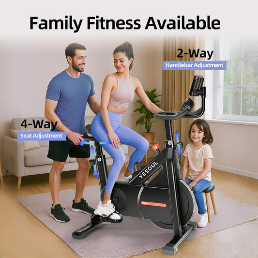 YESOUL Self-Powered-Fan Exercise Bike with Dynamic LED Light Effects, Pro Livestreaming Classes, Smart Exclusive App, 300 LBS Magnetic Resistance Indoor Stationary Cycling Workout Bike for Home