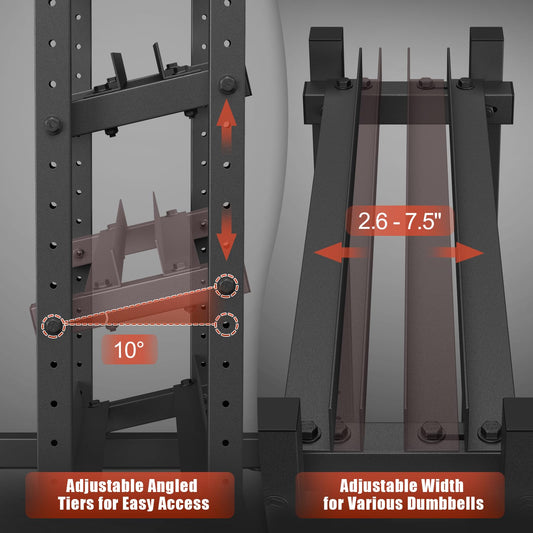 3-Tier Dumbbell Rack Stand Only, 1100LB Capacity Adjustable Weight Rack for Home Gym, Heavy-Duty Weight Stand for Dumbbells & Kettlebells(Rack Only)