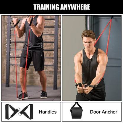 Odoland 5 Packs Pull Up Assist Bands, Pull Up Straps, Resistance Bands with Door Anchor and Handles, Stretch Mobility, Powerlifting and Extra Durable Exercise Bands with eGuide