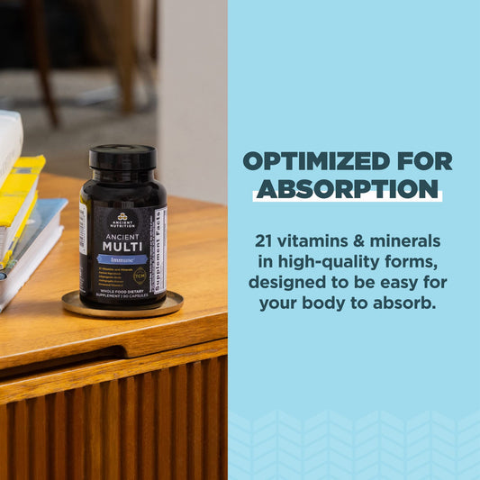 Ancient Nutrition Multivitamin for Immune Support, Immune, 21 Vitamins and Minerals with Vitamin D & C, Turmeric, Supports Immunity, Stress Relief and Heart Health, Keto Friendly, 90 Capsules