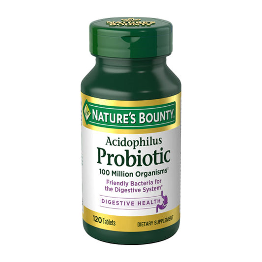 Nature's Bounty Lactobacillus Acidophilus Probiotic Supplement - Daily Probiotic for Women/Men Digestive Health, 120 Tablets