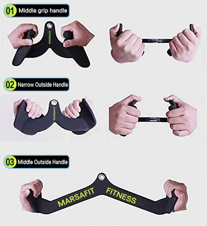 Home Gym Fitness Rowing T-bar V-bar Pulley Cable Machine Attachments, Bicep Curl Tricep LAT Pulldown Bar Back Strength Training Handle Grips LAT Pull Down Bar Press Down Exercises