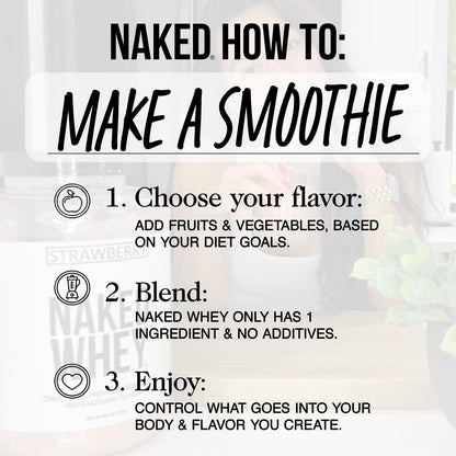NAKED Strawberry Whey Protein Powder, Only 3 Ingredients, 25g Grass Fed Whey Protein Powder, Aid Muscle Growth & Recovery - 24 Servings
