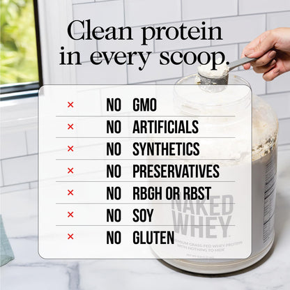 NAKED Strawberry Whey Protein Powder, Only 3 Ingredients, 25g Grass Fed Whey Protein Powder, Aid Muscle Growth & Recovery - 24 Servings