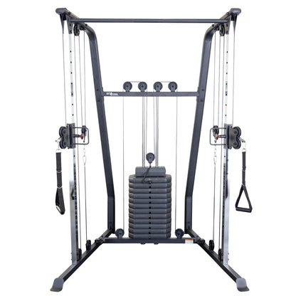 Body-Solid Best Fitness Functional Trainer Cable Machine, Full Body Workout Weight Stacks, Chest and Shoulder Exercise Home Gym LAT Pulldown Machines with 190lb Weights Stack, Midnight Black (Black)