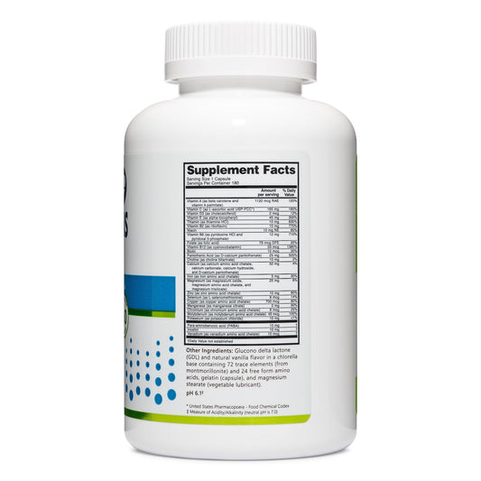 NutriBiotic – Multi Vitamins & Minerals, 180 Ct Capsules (Formerly Hypoallergenic Multiple) | 72 Pure Trace Elements in a Base of Chlorella | Pharmaceutical-Grade & Highly Absorbable | Gluten Free