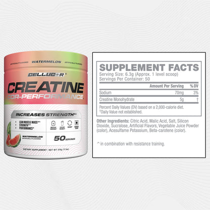 Cellucor Creatine Powder, Watermelon Flavor - Increases Strength, Lean Muscle Mass & Endurance, Micronized Creatine for Fast Absorption, 5g Creatine per Serving, 50 Servings