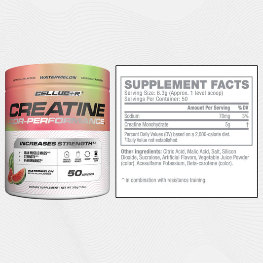 Cellucor Creatine Powder, Watermelon Flavor - Increases Strength, Lean Muscle Mass & Endurance, Micronized Creatine for Fast Absorption, 5g Creatine per Serving, 50 Servings