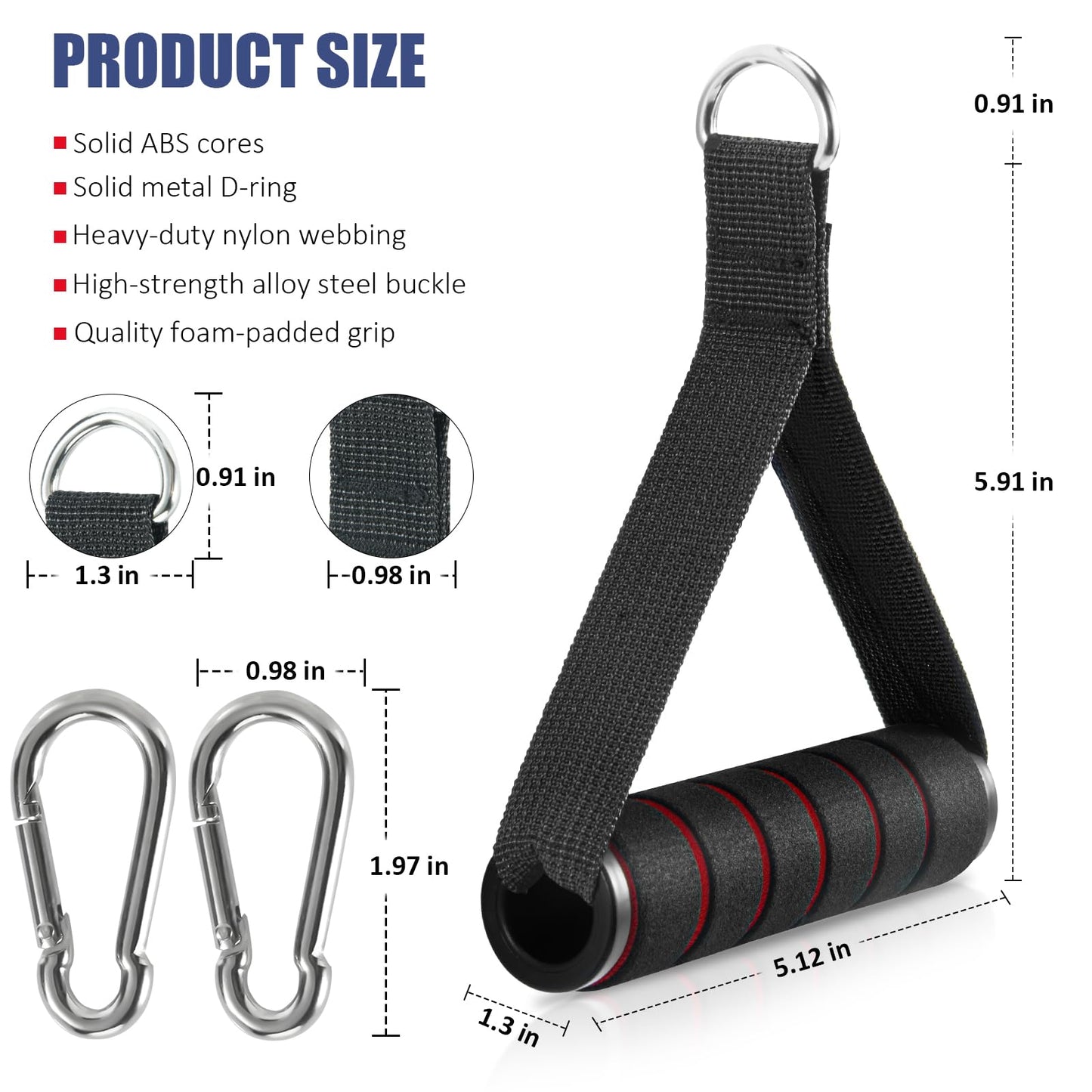 Citufuol 2 Pack Upgraded Exercise Handles, Gym Handle Equipment for Cable Machine Attachments, Strength Training Workout, Pilates, Home Gym, Resistance Bands, Heavy Duty Workout Accessories